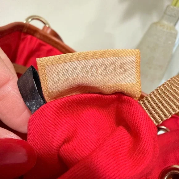 Dooney & Bourke Burgundy Suede Leather Drawstring Bucket Shoulder Bag - Picture 13 of 13